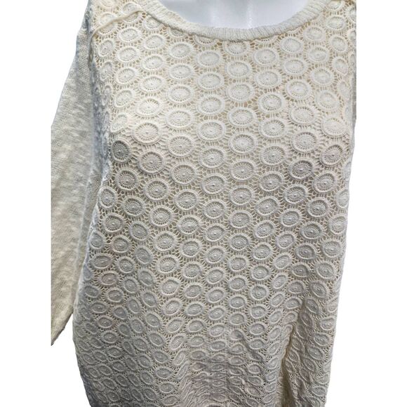 Lucky Brand Cream Sweater 2X Womens Plus Size Textured Layard - Picture 5 of 10
